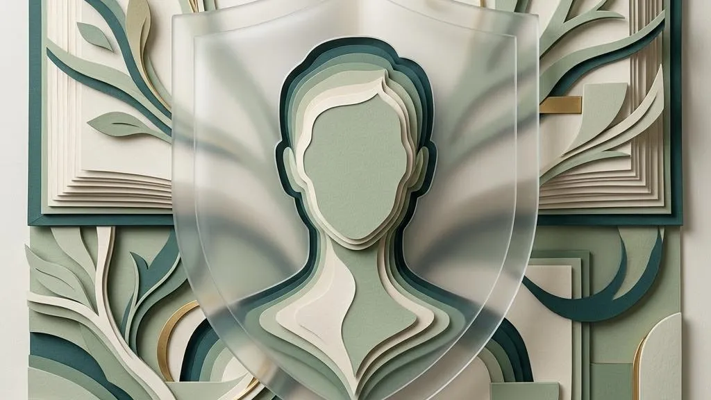 A paper identity silhouette protected by a ceramic shield