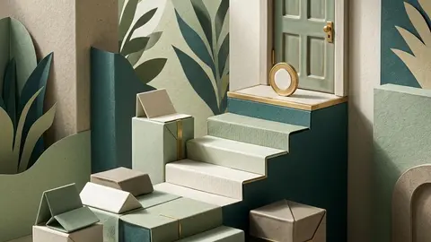 Paper task cards descend toward a locked ceramic coin box