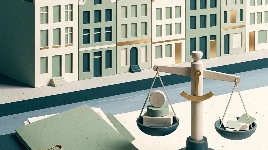 Paper complaint sheets between Dutch canal houses and small ceramic scales