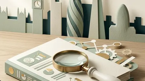 A paper fraud report beside ceramic British buildings and small scales